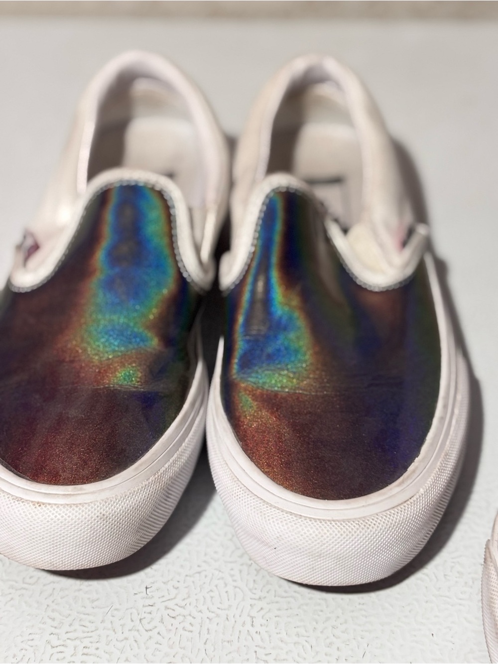 Vans Iridescent Slip-On Sneakers - Rainbow Hues with White Sole